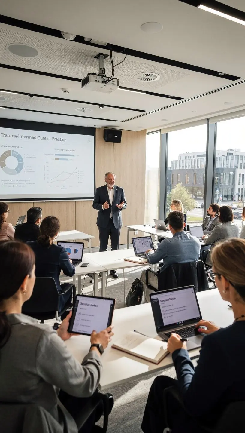 Kép egy terapeuta és páciens közötti beszélgetésről, amely a viselkedésterápiás módszerek alkalmazását szemlélteti.